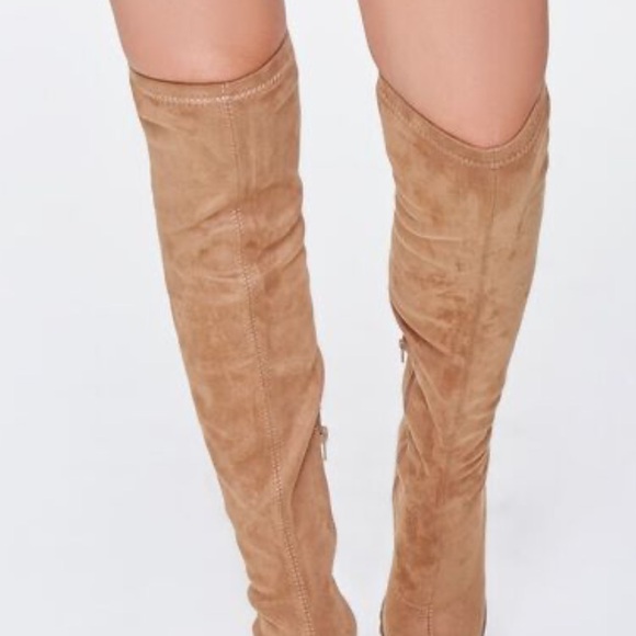 Faux Suede Over Knee Boots - Picture 3 of 4